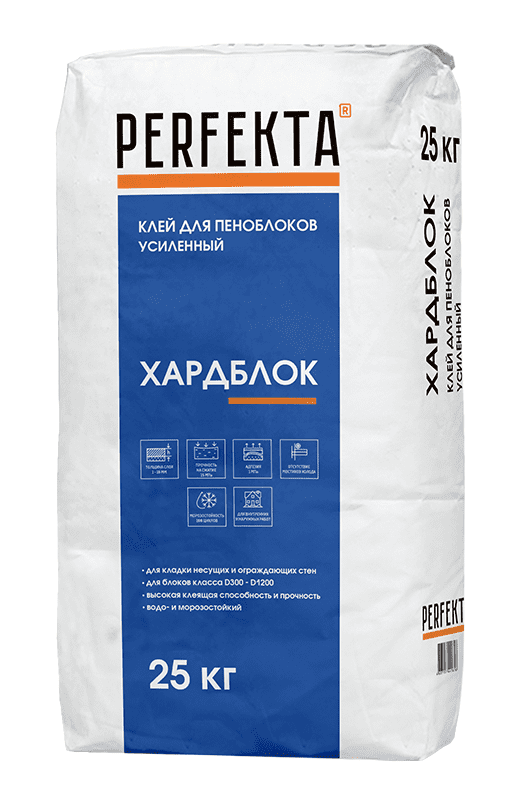 Клей для пеноблоков усиленный PERFEKTA Хардблок, 25 кг фото 0